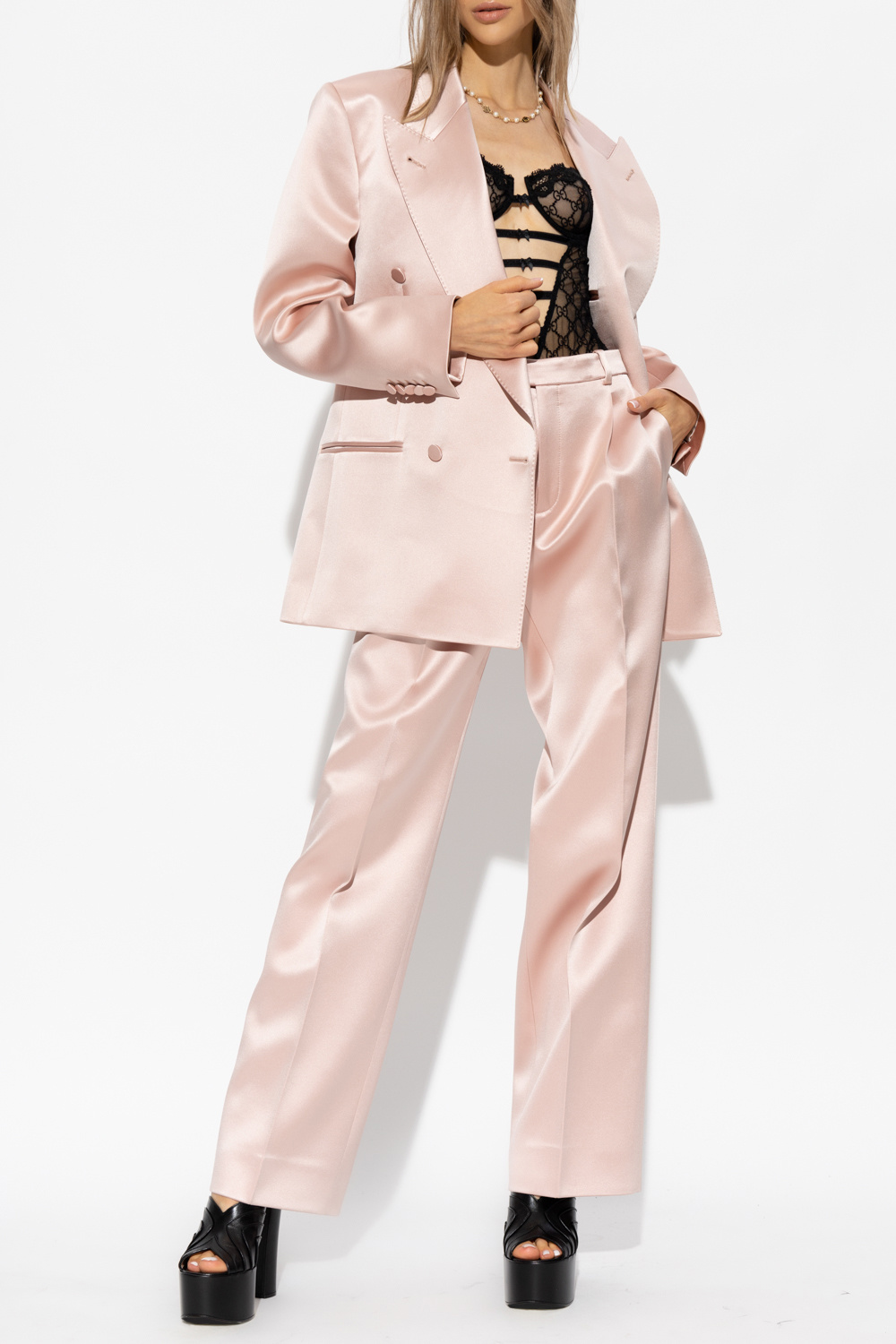 Satin pink store blazer